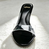 Transparent PVC Sandals Round-toe Open-toe Stiletto Slide Sandals Luxury Brand Designer Shoes