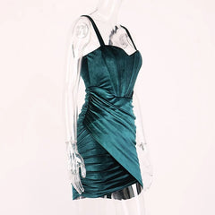 Draped Strapless Spaghetti Strap Velvet Ruched Party Dresses