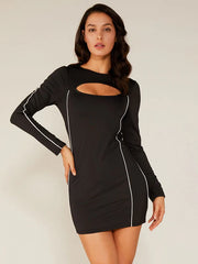 Bodycon Dresses Long Sleeves Jewel Neck Sheath Dress Midi Dress