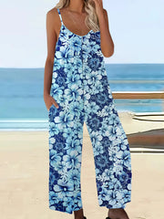 Casual Chic Bohemian Printed Plus Size Pocket Jumpsuit Rompers