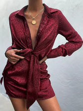 Deep V-neck Long Sleeve Print Mini Dress