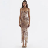 Mesh Spaghetti Strap Sleeveless Celebrity Evening Party Bodycon Dresses