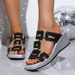 Large Size Roman Style Sandals Open Toe Beach Slippers Wedges Comfortable Outdoor Slip-On Shoes