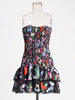 Casual Strapless Sleeveless High Waist A-Line Slimming Printing Mini Dress
