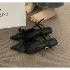Silk Satin Gentle Bow Single Shoes