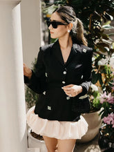 Elegant V-neck Chic Button Long Sleeve Pleated High Street Office Casual Mini Dresses