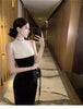 Casual Sleeveless Round Neck Zippers Temperament Knitted Dress