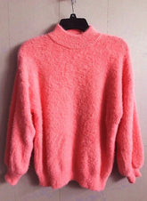 Women's fluffy turtleneck pullover sweater
