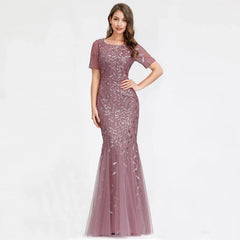 Elegant Lace Printing Evening Party Dress