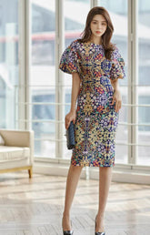 Casual Cropped Top Blouses And High Waist Sheath Pencil Bodycon Skirts Two Pieces Set