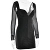 Elegant V-neck Zipper Above Knee Backless Long Sleeve Dress