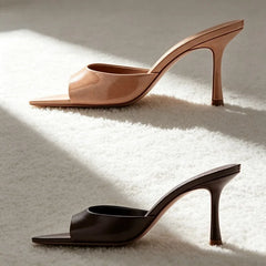Elegant Pointed-toe Mule Sandals for High-quality Soft Leather Designer Shoes
