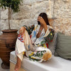 Casual Floral Printed Blouse Shirt And Wide Leg Waist Pants Loose 2 Piece Suit