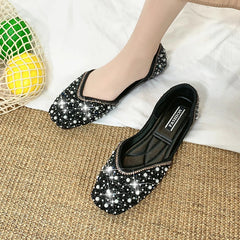Glitter crystal pearl studs ballet Shoes