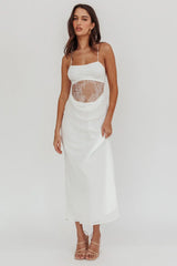 These Days Backless Lace Waist Maxi Dress White