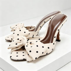 Satin Polka Dot Butterfly Knot Decorative Heel