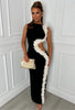 Elegant Hollow Chic Applique Side Birthday Party Split Maxi Dress