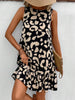 Casual O-Neck Sleeveless Leopard Printed Slim Mini A-line Dress