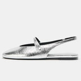 Luxury Metal Grain Design Flat Sandals Gold Silver Slingback Slippers for Girls Cute Comfortable Beach Shoe