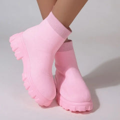 Boots Elastic Platform Boots Breathable Spring Heel