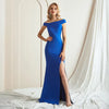 Elegant Off-Shoulder Sleeveless Side Slit Floor-Length Evening Maxi Dress
