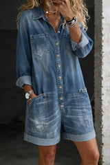 Women's Casual Short Denim Jumpsuit