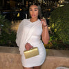 Elegant Pleated O-Neck Asymmetric Single Sleeve One-Shoulder Body-Shaping Mini Dresses