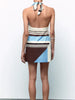 Elegant Neck-mounted Sleeveless Contrast Striped Poplin Mini Dress