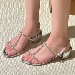Silver Rhinestone Narrow Band Heel