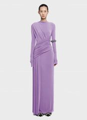 Elegant Pleated Long Sleeve High Waist Slimming Party Dresses