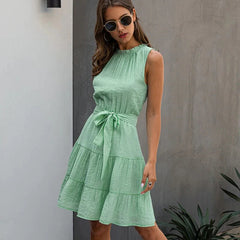 Casual Solid Sleeveless High Street Mini Dress