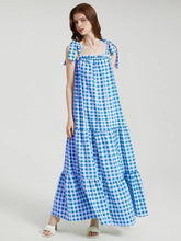 Knotted Sleeveless Ruffle Trim Big Swing Maxi Dress