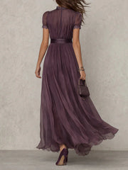 Women's Elegant Purple Chiffon Keyhole Maxi Dress
