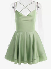 Elegant Short Mini Dress Cowl Neck Short Beach Dress