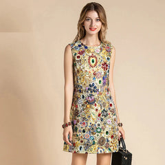 Vintage Gorgeous Crystal Beading Runway Mini Dress