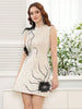 Elegant Flower Decorative Dress O-neck Sleeveless Bodycon Mini Dresses