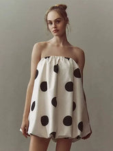 Classic Pullover Pleated Loose Printed Strapless Sleeveless Mini Dress