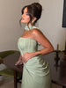 Elegant Strapless Sleeveless Scarf High Waist Vestidos Chic Evening Dresses