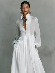 Women's Flared Pleated Maxi Dress