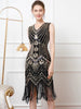 Elegant V-Neck backless Polyester vintage sequin prom mini dress
