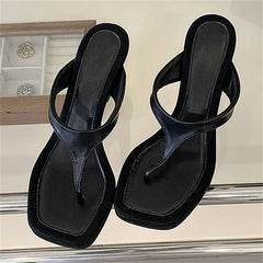 Square Clip Toe Slippers Designer Wedges Heel