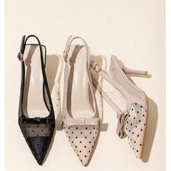 Sandals Flat Baotou Mesh Breathable Bow-knot Sandalias Low Heel