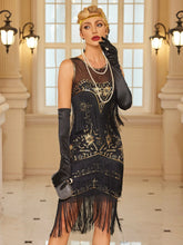 Vintage Inspired Sleeveless Elegant Flapper With Pringe Decor Lady Dress