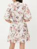 Elegant Short Sleeve High Waist Patchwork Single Breasted Spliced Lace Up Mini Dress