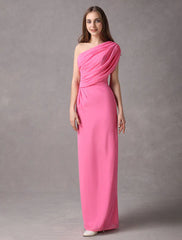 One Shoulder Chiffon Floor Length Bridesmaid Dress