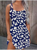 Casual Spaghetti Strap Floral Print Camisole O-Neck Sleeveless Mini Dress