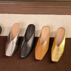 Summers Slippers Square Toe Elegant Sandals Luxury Designer Shoes
