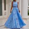 Hollow Embroidery Temperament O Neck Sleeveless Vest Skirt Set