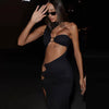 Irregular Hollow Sleeveless Midnight Hottie Club Party Hipster Solid Slits Long Bodycon Dress