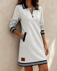 Women's Long Sleeve Cotton Dress With Pockets